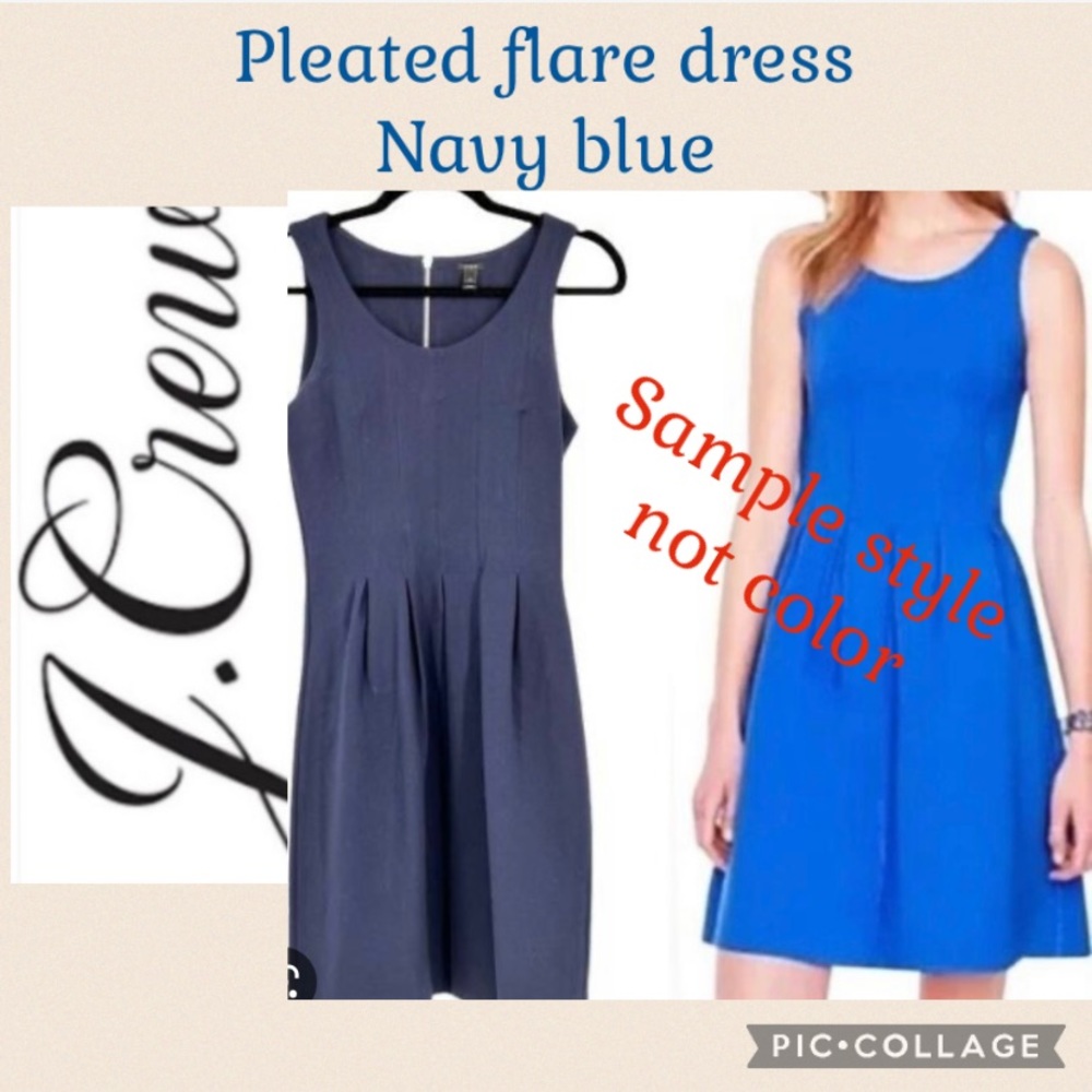 J. Crew Pleated flare dress Navy blue /new condition